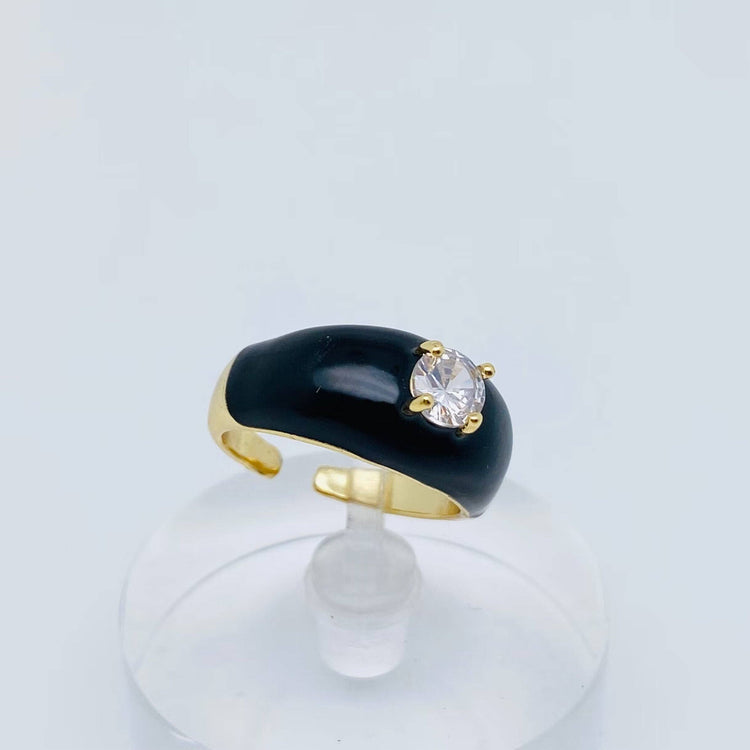 Colorful Enamel Inlaid Zircon Ring: Opening adjustable / G