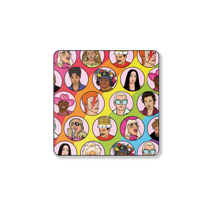 Queer Icons & Supporters Square Coaster: No Packaging