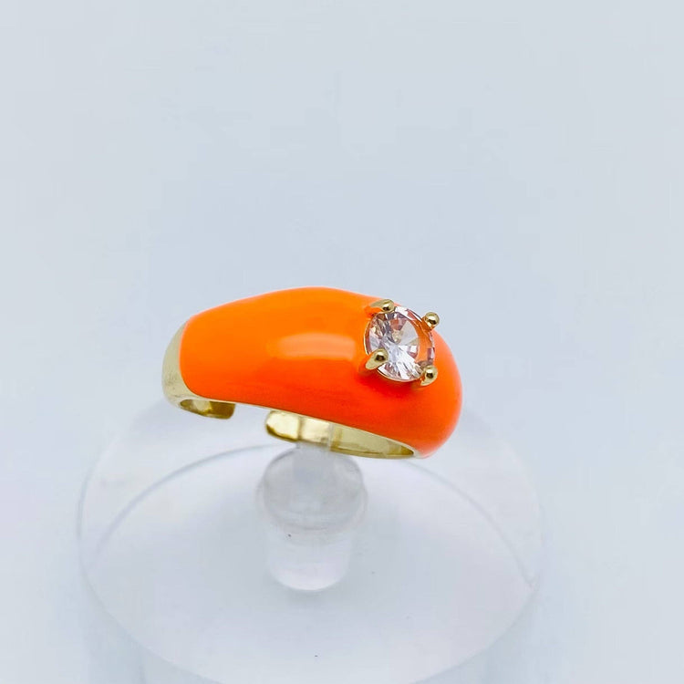 Colorful Enamel Inlaid Zircon Ring: Opening adjustable / A