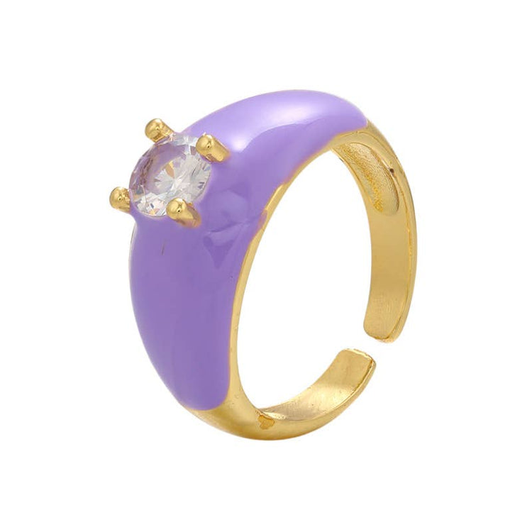 Colorful Enamel Inlaid Zircon Ring: F / Opening adjustable