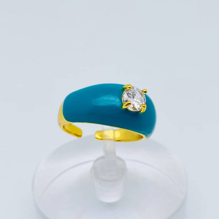 Colorful Enamel Inlaid Zircon Ring: Opening adjustable / D