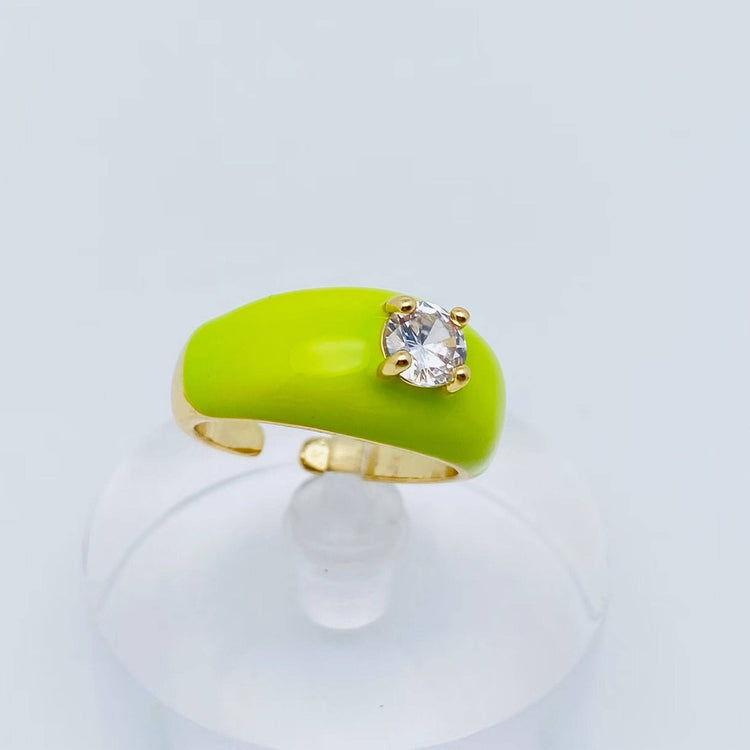 Colorful Enamel Inlaid Zircon Ring: Opening adjustable / H