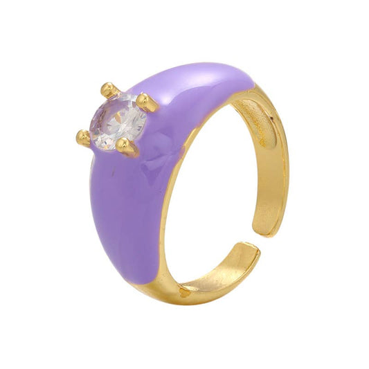 Colorful Enamel Inlaid Zircon Ring: Opening adjustable / H